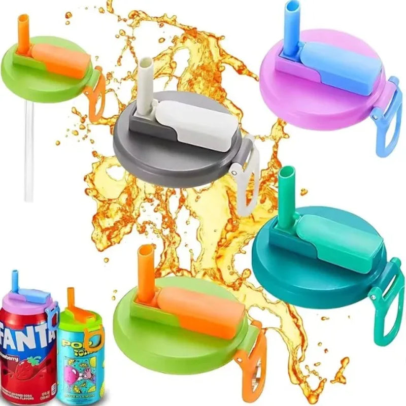Reusable Silicone Soda Can Lid with Straw Bpa‑Free Leak‑Proof Beverage Can Cover for Beer Juice Travel Picnic