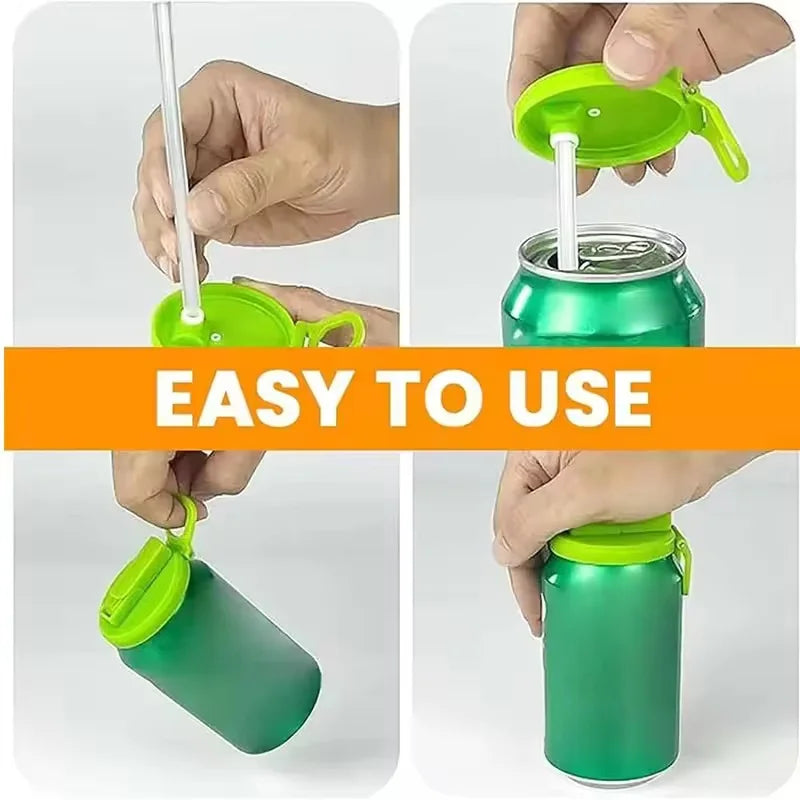 Reusable Silicone Soda Can Lid with Straw Bpa‑Free Leak‑Proof Beverage Can Cover for Beer Juice Travel Picnic