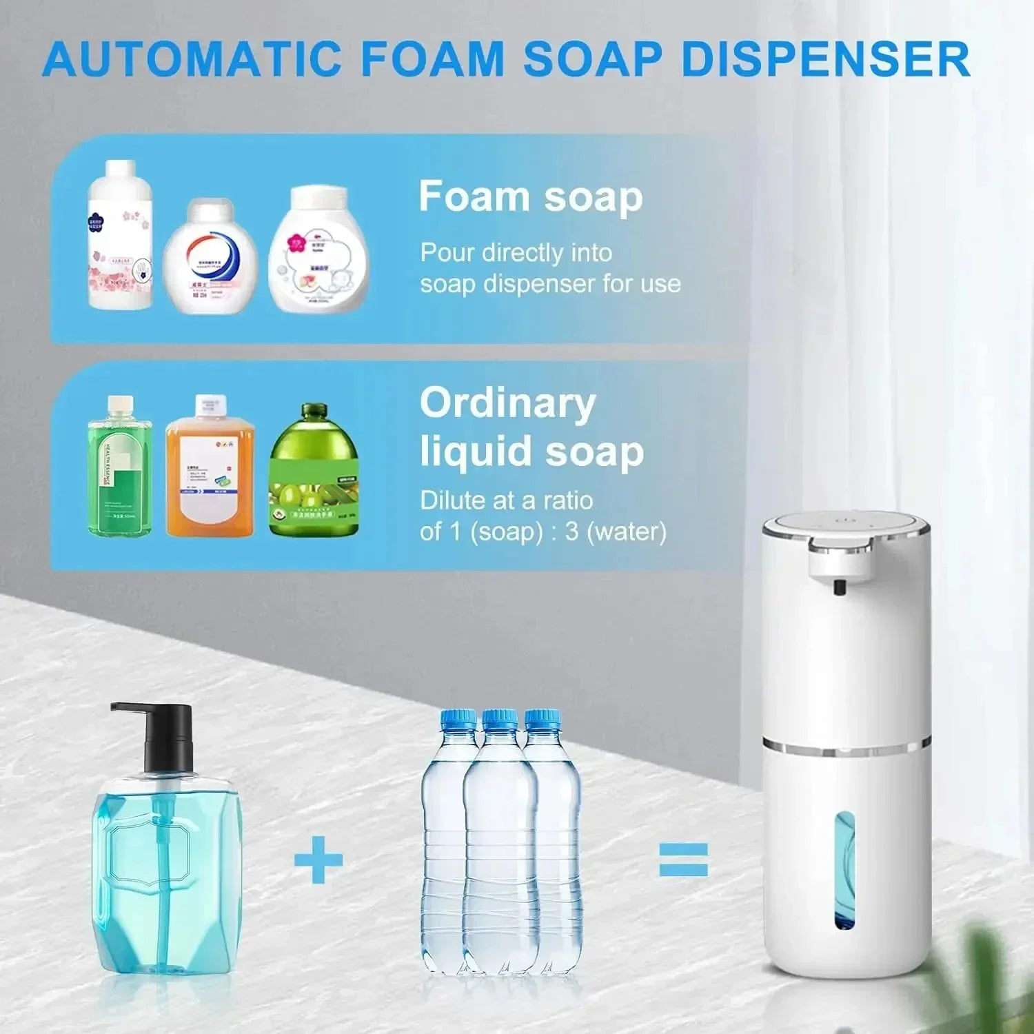 Automatic Soap Dispenser Touchless Foaming Soap Dispenser 380Ml USB Rechargeable Electric 4 Level Adjustable for Home