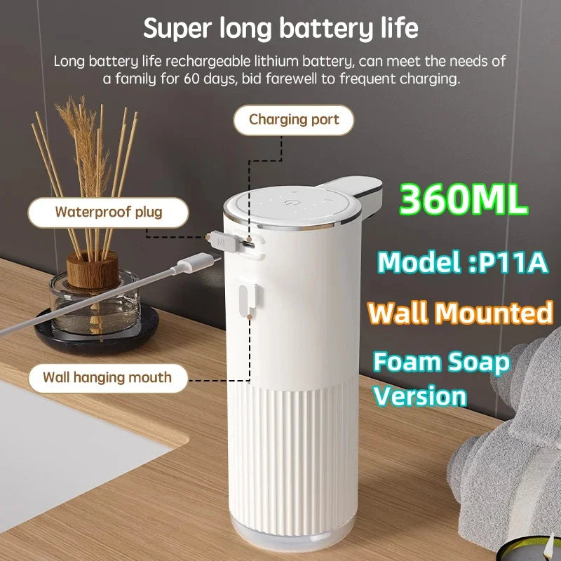 Automatic Soap Dispenser Touchless Foaming Soap Dispenser 380Ml USB Rechargeable Electric 4 Level Adjustable for Home
