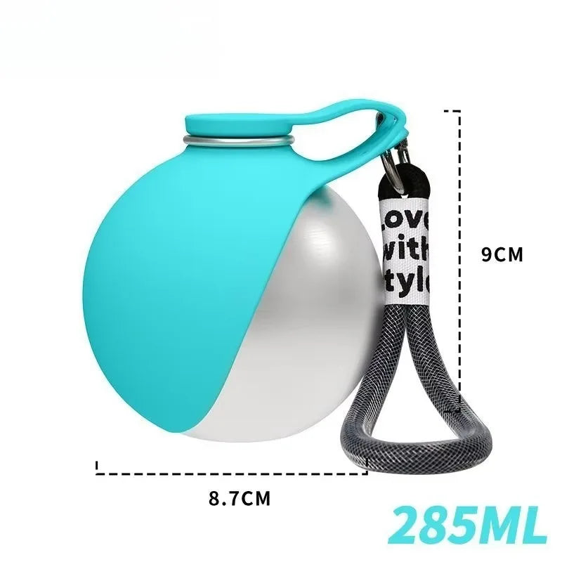 2-In-1 Dog Water Bottle Outdoor Walking Folding Portable Plastic Water Cup with Lanyard Hook Leakproof Dog Water Drink Bottle