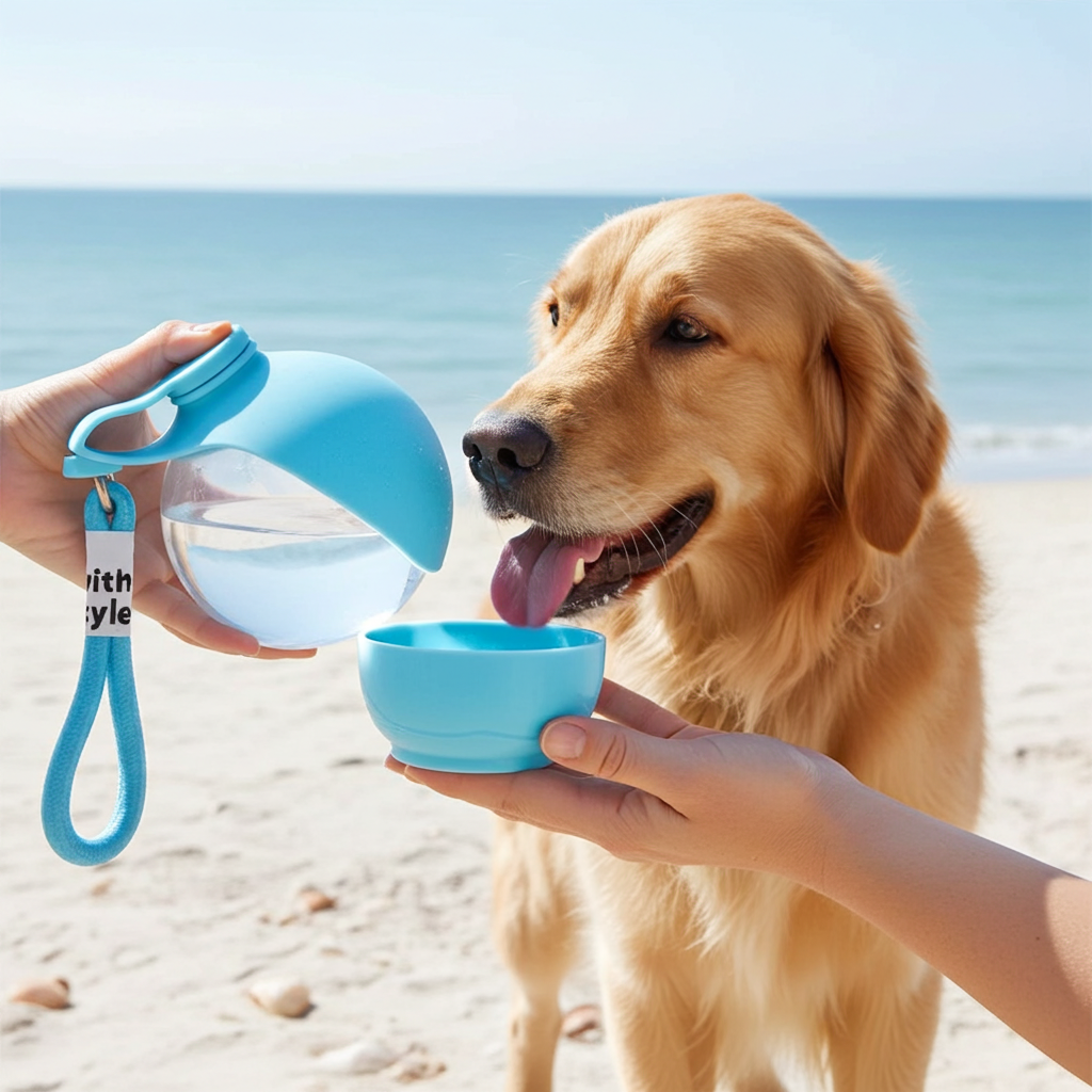 Foldable Dog Water Bottle with Bowl